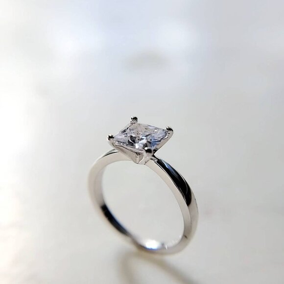 Princess Cut Engagement Ring,Solitaire Ring 1.96 Ct Carat Sterling Silver Bridal - Picture 8 of 8